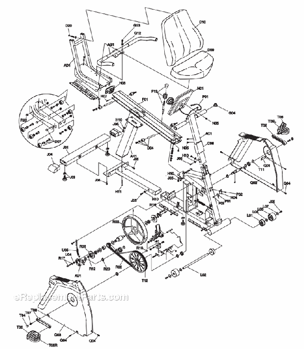 Vision Fitness R2100 (RB24&Earlier)(1998-2000) Bike - Recumbent Page A Diagram