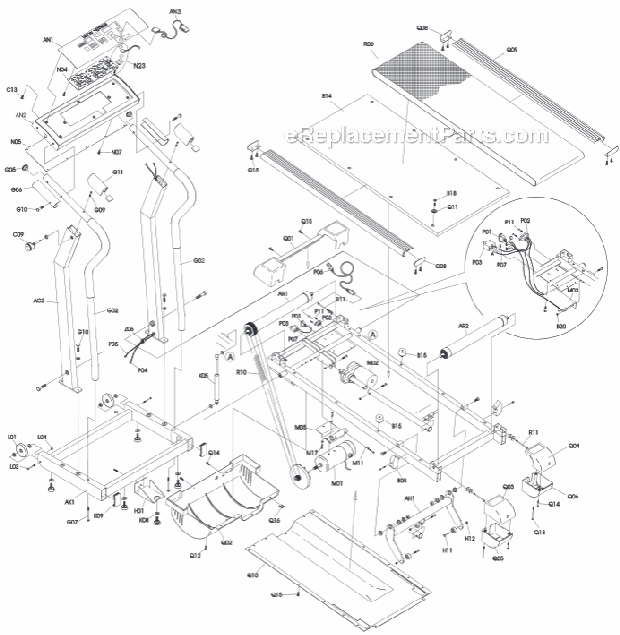 Vision Fitness T8200 (TM10-TM29)(1998-2000) Treadmill - Folding Page A Diagram