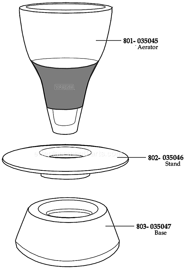 Waring 035044 Wine Aerator Page A Diagram