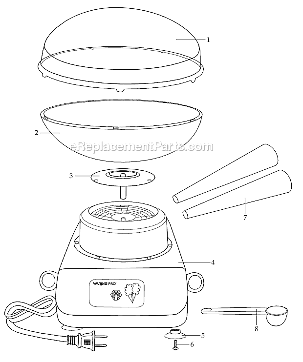Waring CC150 Cotton Candy Maker Page A Diagram
