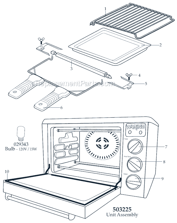 Waring CO1500B Convention Oven Page A Diagram