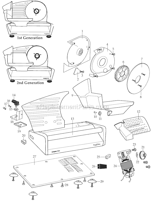 Waring FS150 Food Slicers Page A Diagram