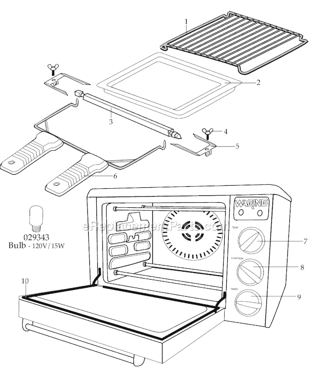 Waring WCO500 Half Size Convection Oven with Rotisserie Page A Diagram