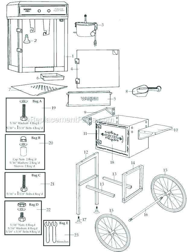 Waring WPM35C Popcorn Maker Page A Diagram