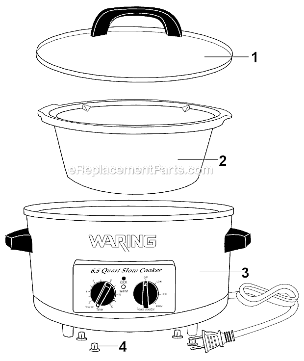 Waring WSC650 6.5 Qt. Slow Cooker Page A Diagram