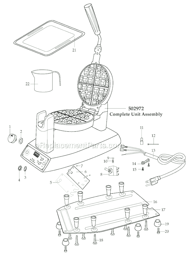 Waring WW150 Waffle Maker Page A Diagram