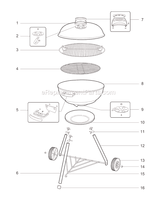 Weber 1221004 (2010) Compact Kettle Grill Page A Diagram