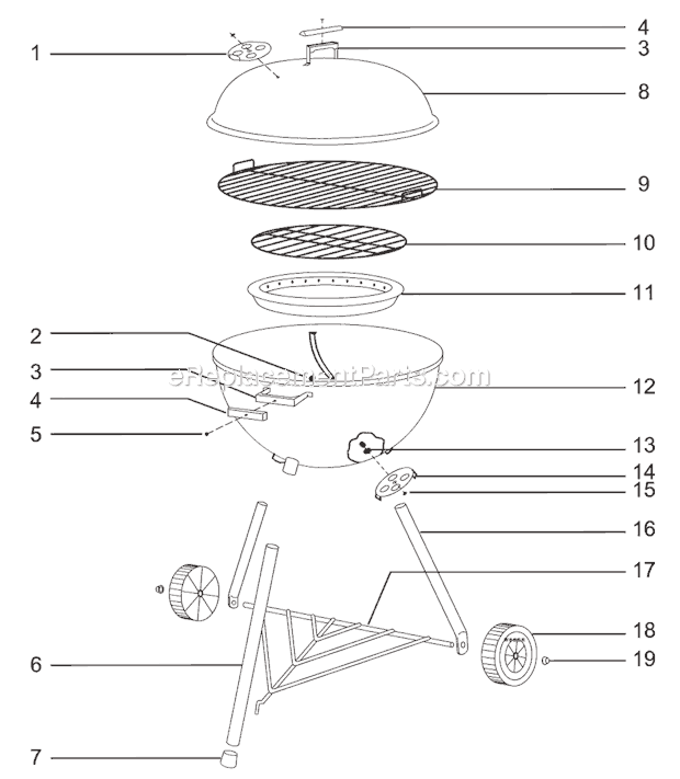 Weber 1343 Sears Economy Kettle Grill Page A Diagram