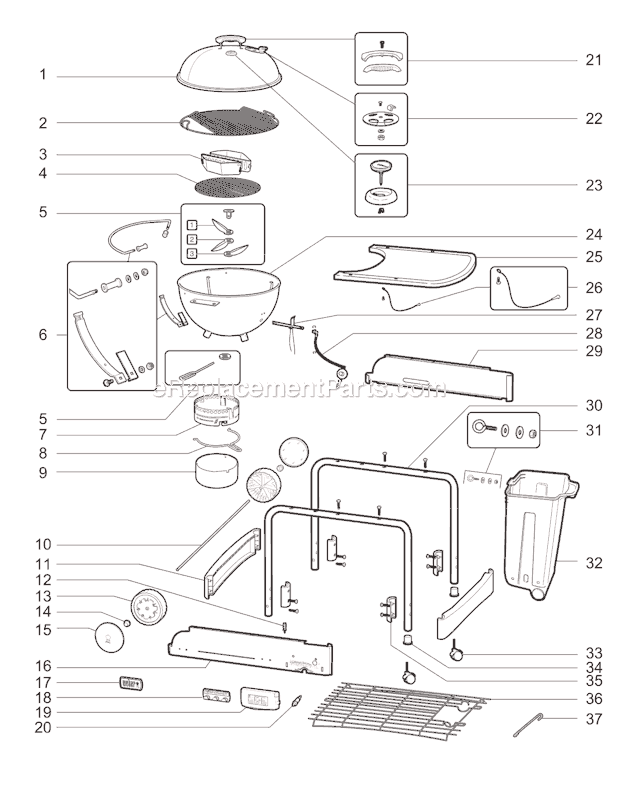 Weber 1421001 (2010) Touch-N-Go Performer Grill Page A Diagram
