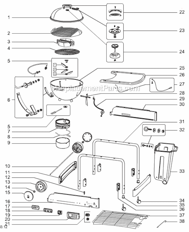 Weber 1482001 22.5In. Performer Platinum-Copper Page A Diagram