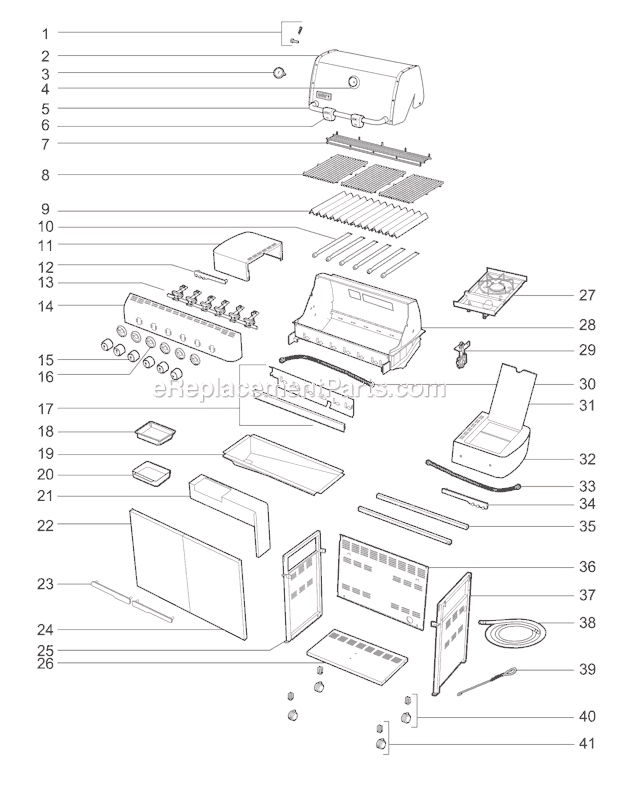 Weber 1851001 (2008) Summit E-620 Gas Grill Page A Diagram