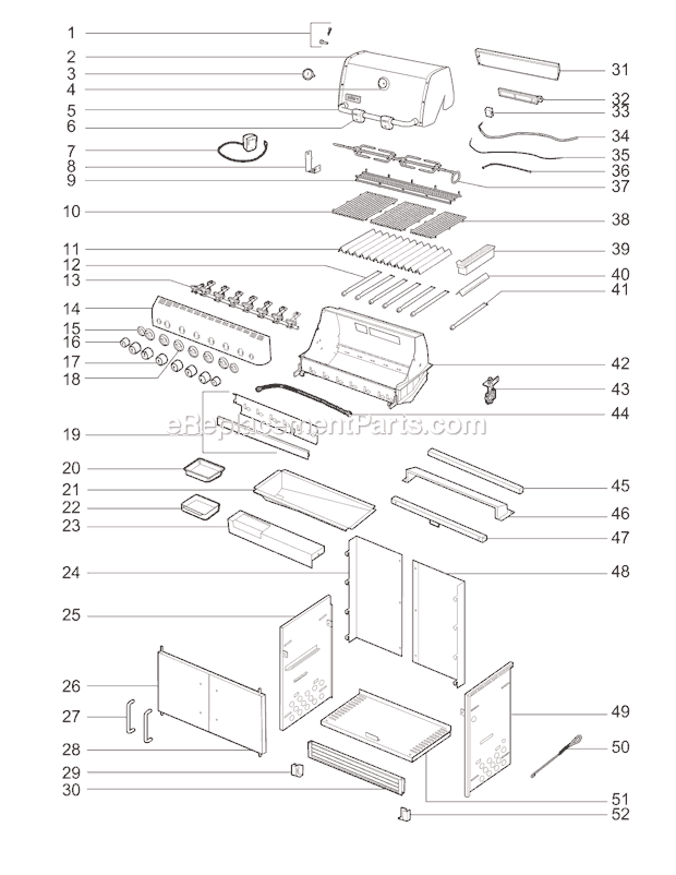 Weber 1870501 Summit S-640 Built-In Gas Grill Page A Diagram