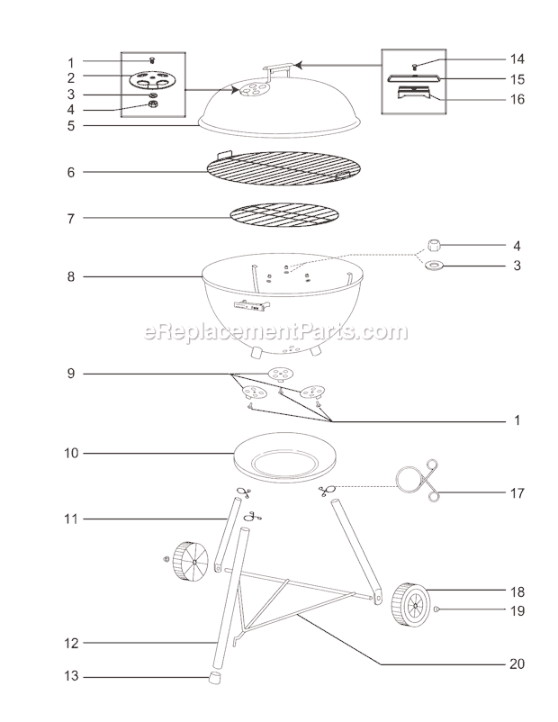 Weber 21001 18.5 Bar-B-Kettle Grill Page A Diagram