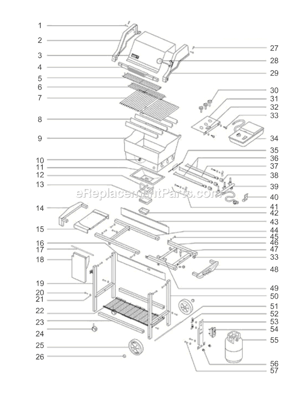 Weber 2261411 (00-01) Genesis Silver C LP Grill w/ Cast Iron Grate Page A Diagram
