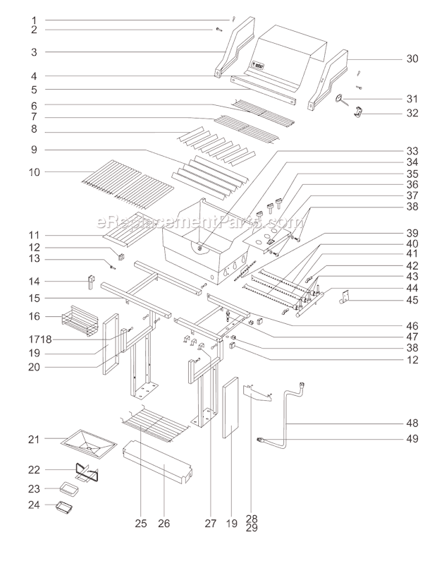 Weber 311501 Genesis 1500 NG PM Grill Page A Diagram