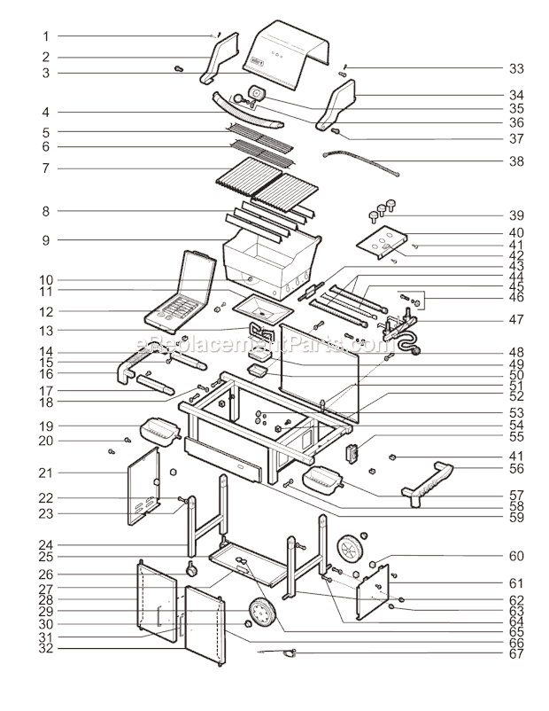 Weber 3731001 (2008) Spirit E-320 Gas Grill Page A Diagram
