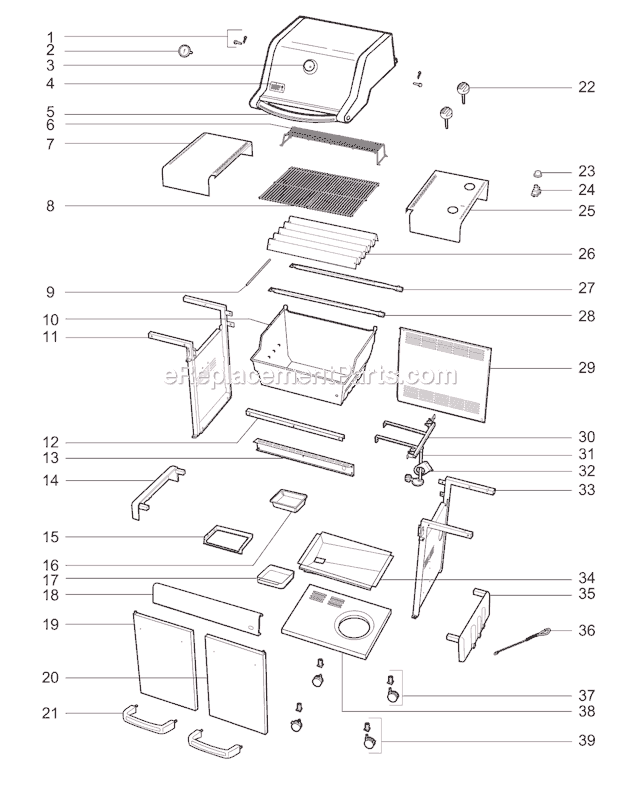 Weber 4411001 (2009) Spirit 210 Gas Grill Page A Diagram