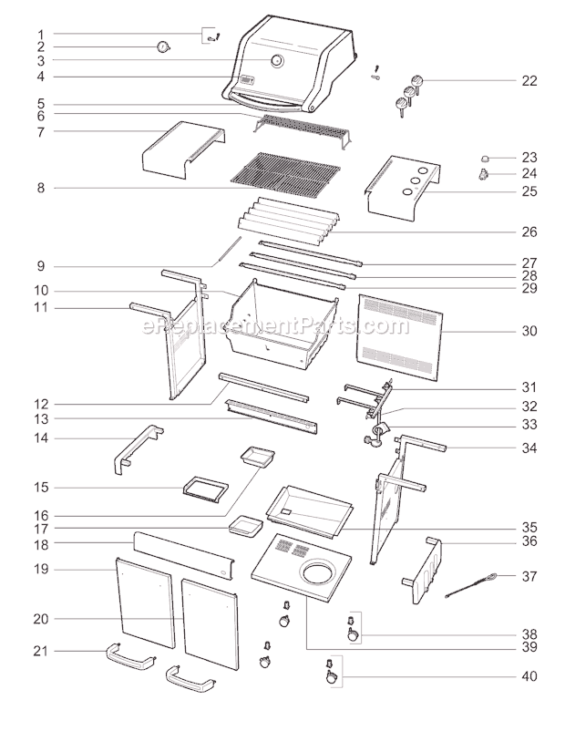 Weber 4421001 (2009) Spirit 310 Gas Grill Page A Diagram