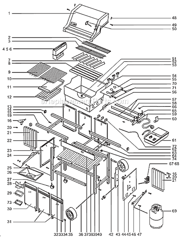 Weber 496001 Genesis 5 NG Grill Page A Diagram