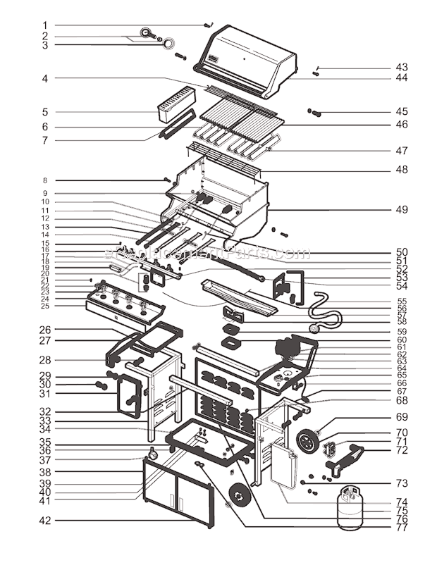 Weber 5230001 Summit Silver C Gas Grill Page A Diagram