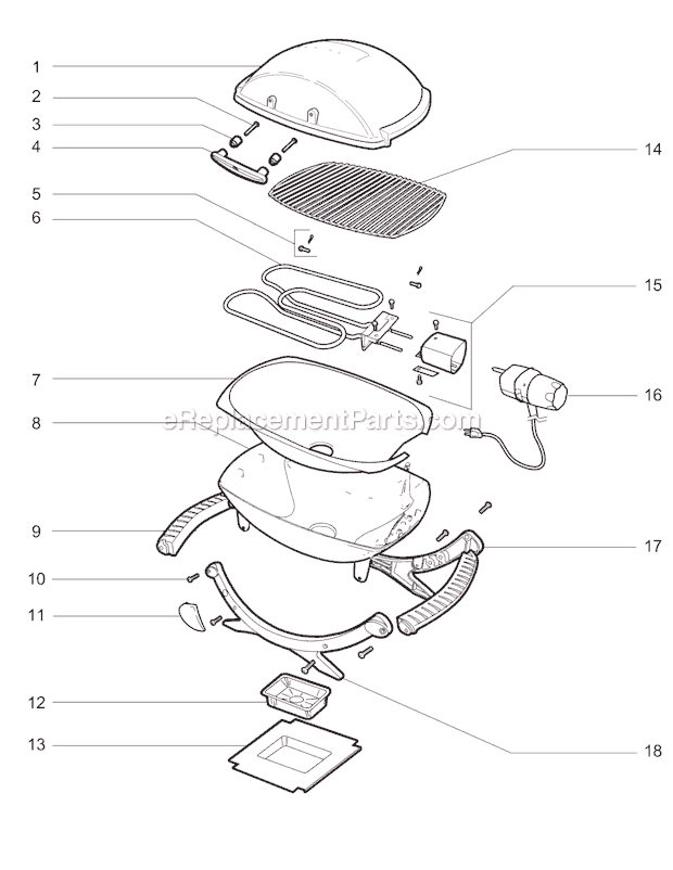 Weber 526001 (2008) Q 140 Electric Grill Page A Diagram