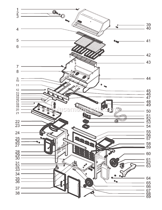 Weber 5710001 (2005) Summit Gold/Platinum A4 Gas Grill Page A Diagram
