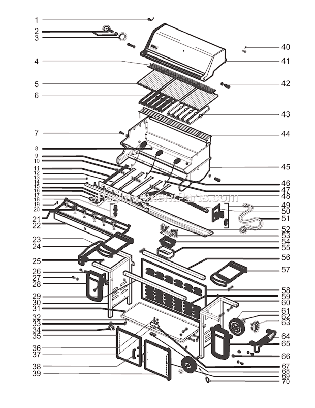 Weber 5760001 (2005) Summit Gold/Platinum A6 Gas Grill Page A Diagram