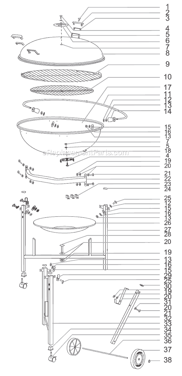 Weber 60002 (Before 2000) Ranch Kettle Grill Page A Diagram