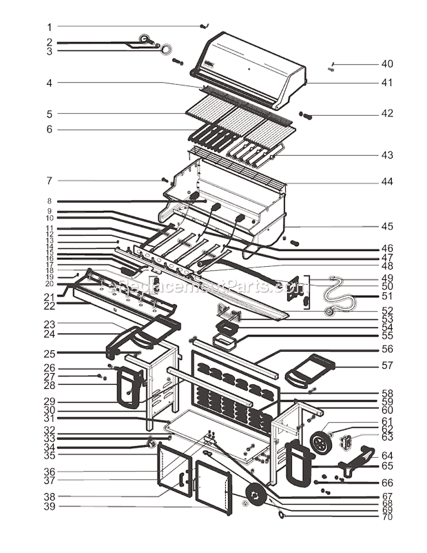 Weber 7760001 (2005) Summit Gold/Platinum A6 Gas Grill Page A Diagram