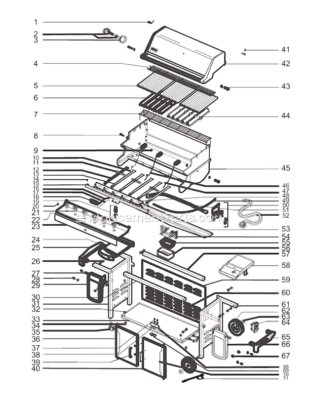 Weber 7770001 (2005) Summit Gold/Platinum B6 Gas Grill Page A Diagram