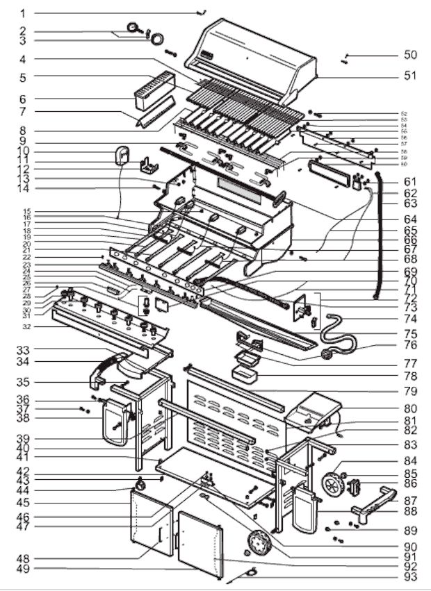 Weber 7790001 (2005) Summit Gold/Platinum D6 Gas Grill Page A Diagram
