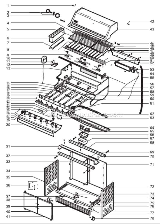 Weber 7790501 (2006) Summit Platinum D6 Built-In Gas Grill Page A Diagram
