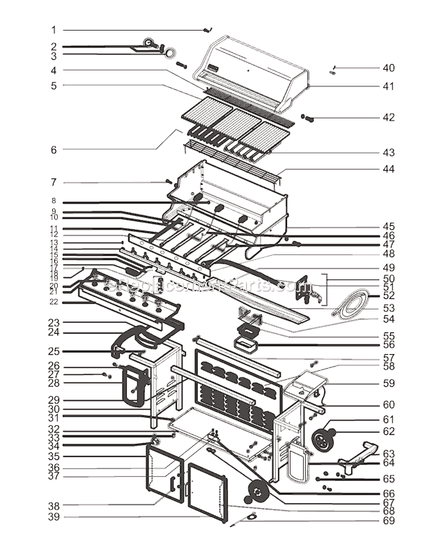 Weber 7870001 (2005) Summit Gold/Platinum B6 Gas Grill Page A Diagram