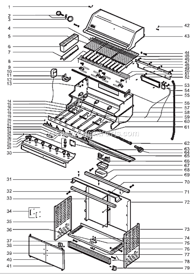 Weber 7890501 (2006) Summit Platinum D6 Built-In Gas Grill Page A Diagram