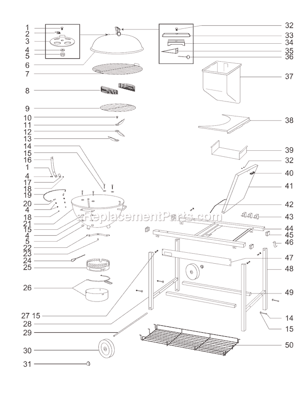 Weber 801001 (Before 2000) Charcoal Performer Grill Page A Diagram