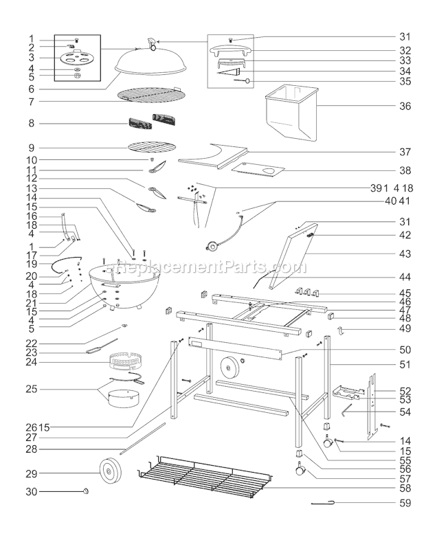 Weber 821004 Touch-N-Go Performer Grill Page A Diagram