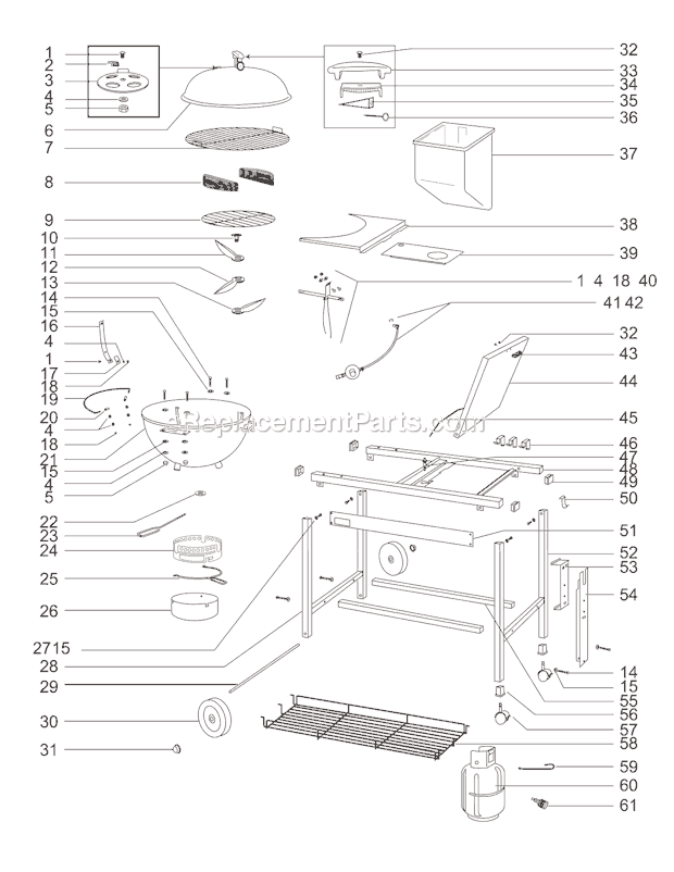 Weber 821020 Charcoal Performer Grill Page A Diagram