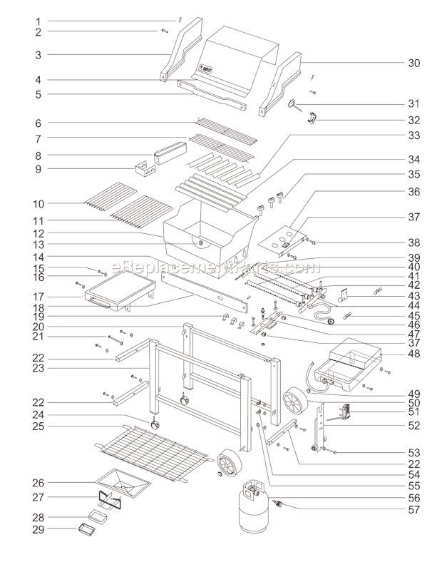 Weber 891001 Platinum II 3300 Gas Grill Page A Diagram