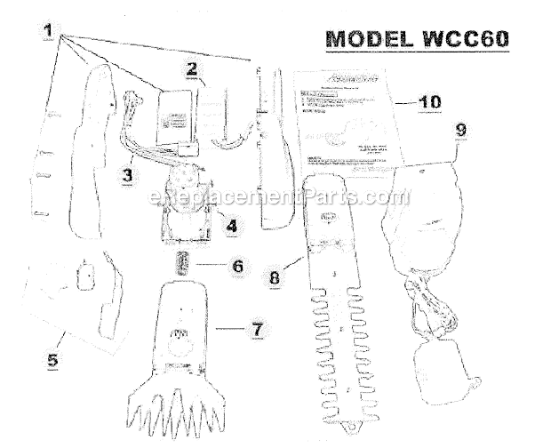 Weed Eater WCC60 Shrub Clippers Page A Diagram
