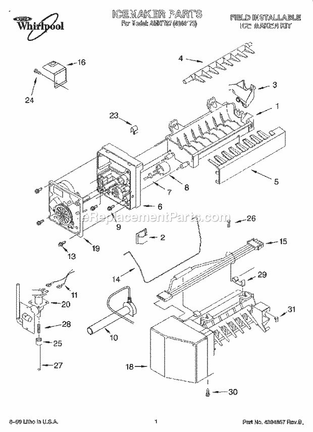 Whirlpool AP44000 Ice Maker Section Diagram