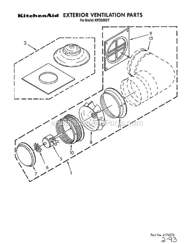 Whirlpool KPED890T Vent System Section Diagram