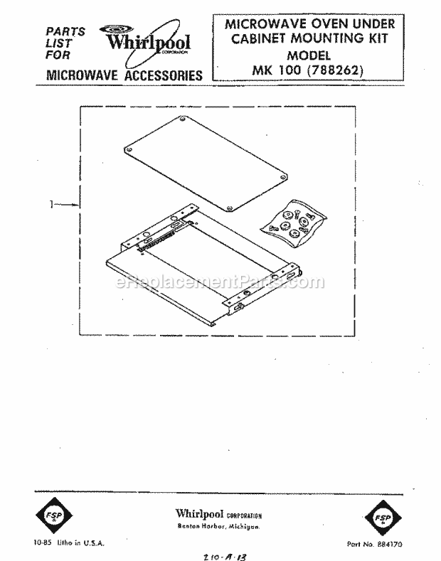 Whirlpool MK100 Microwave Section Diagram