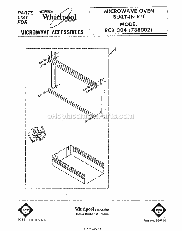 Whirlpool RCK304 Microwave Section Diagram