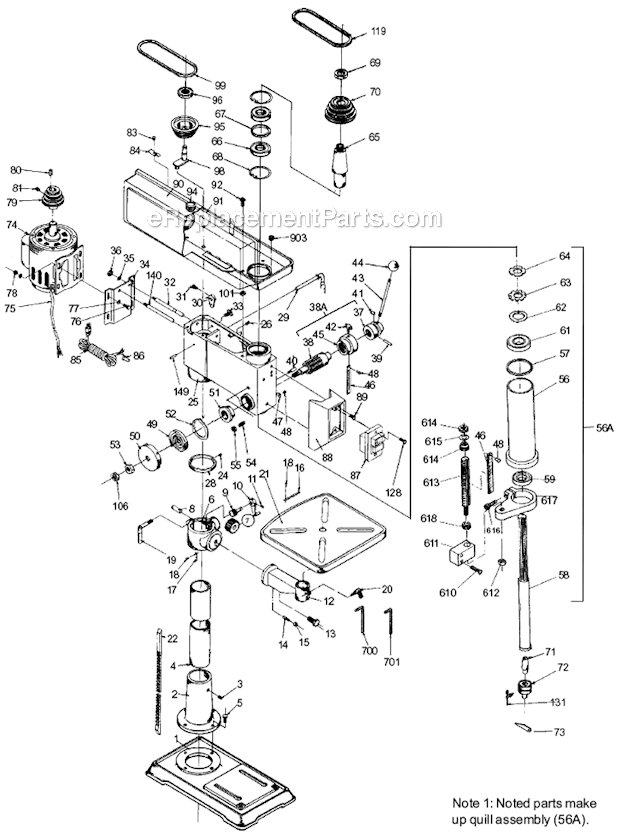 Wilton 2500 Drill Press Page A Diagram