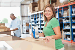 Woman in warehouse